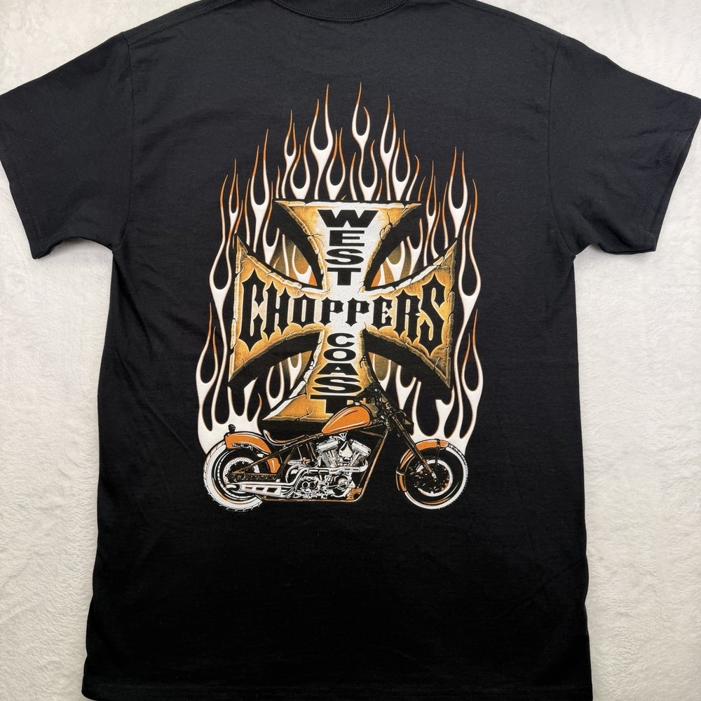 West Coast Choppers Logo Graphic Sz  Med Men's Crew Neck Black Cotton  T-Shirt